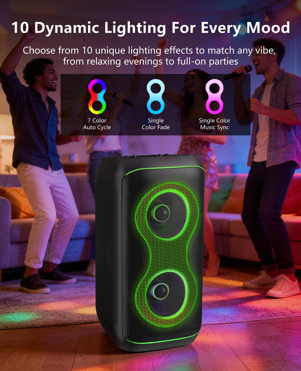 500W Karaoke Machine with 2 Wireless Microphones and Dual 6.5'' Subwoofers H699100