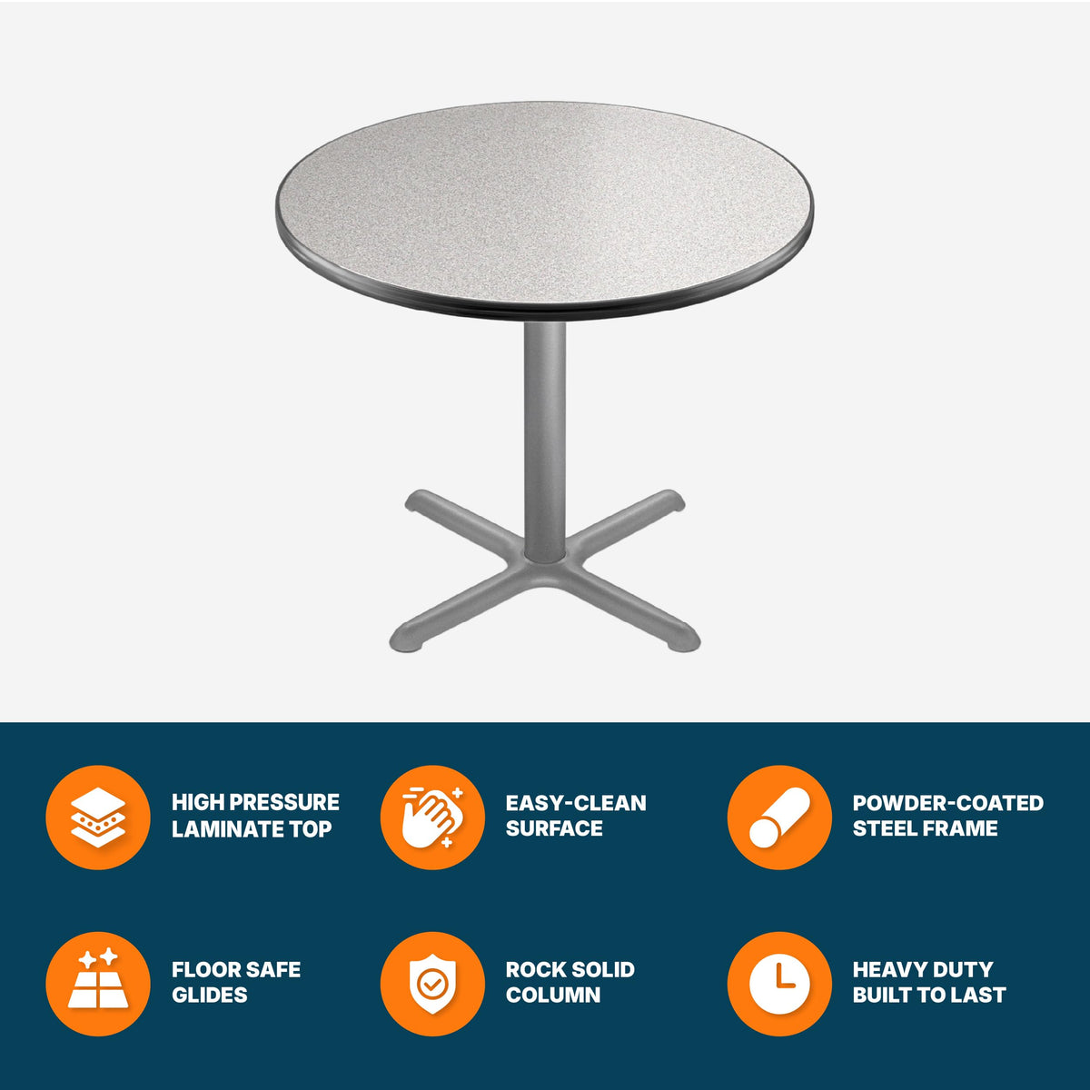 Round 36 in Diameter 30 in Dining Height Black Frame Gray Laminate Cafe Table S88825