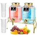 2 Pcs 2 Gallon Glass Drink Dispenser with Stand U2796