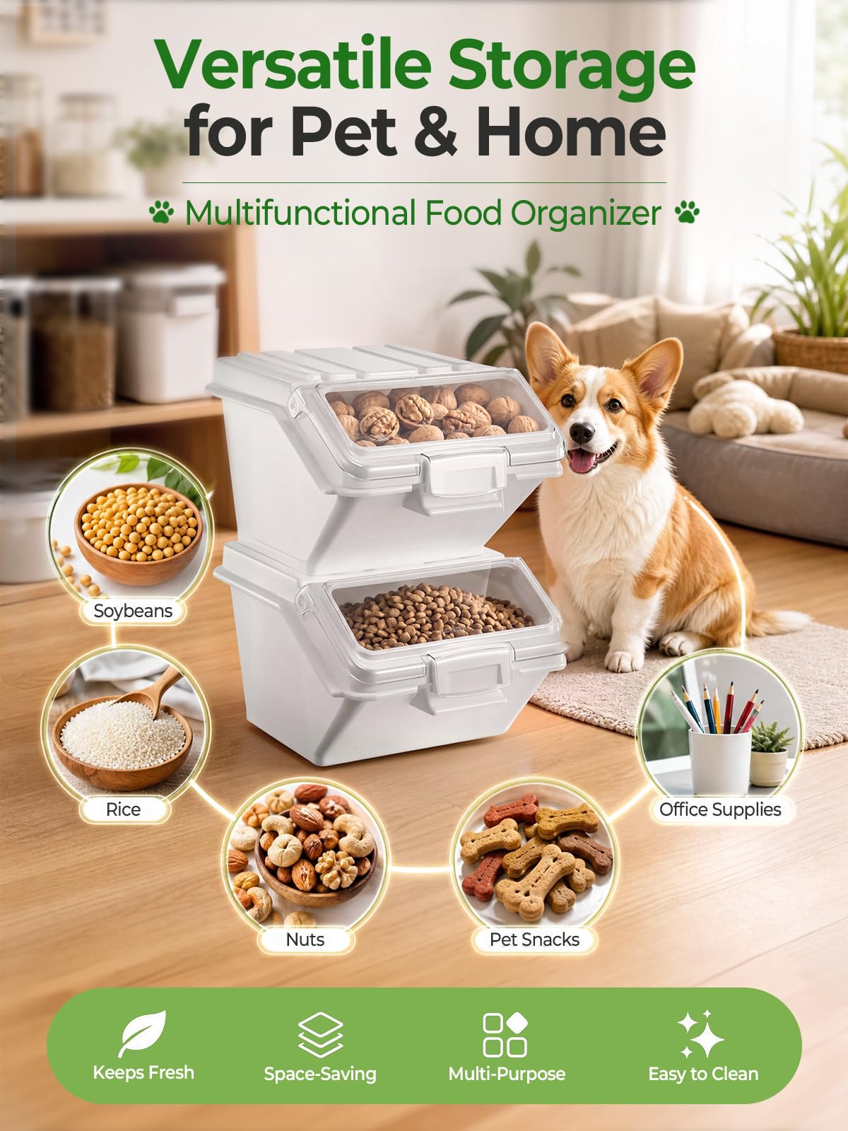 3 Pack Dog Food Storage Container with Scoop U55901