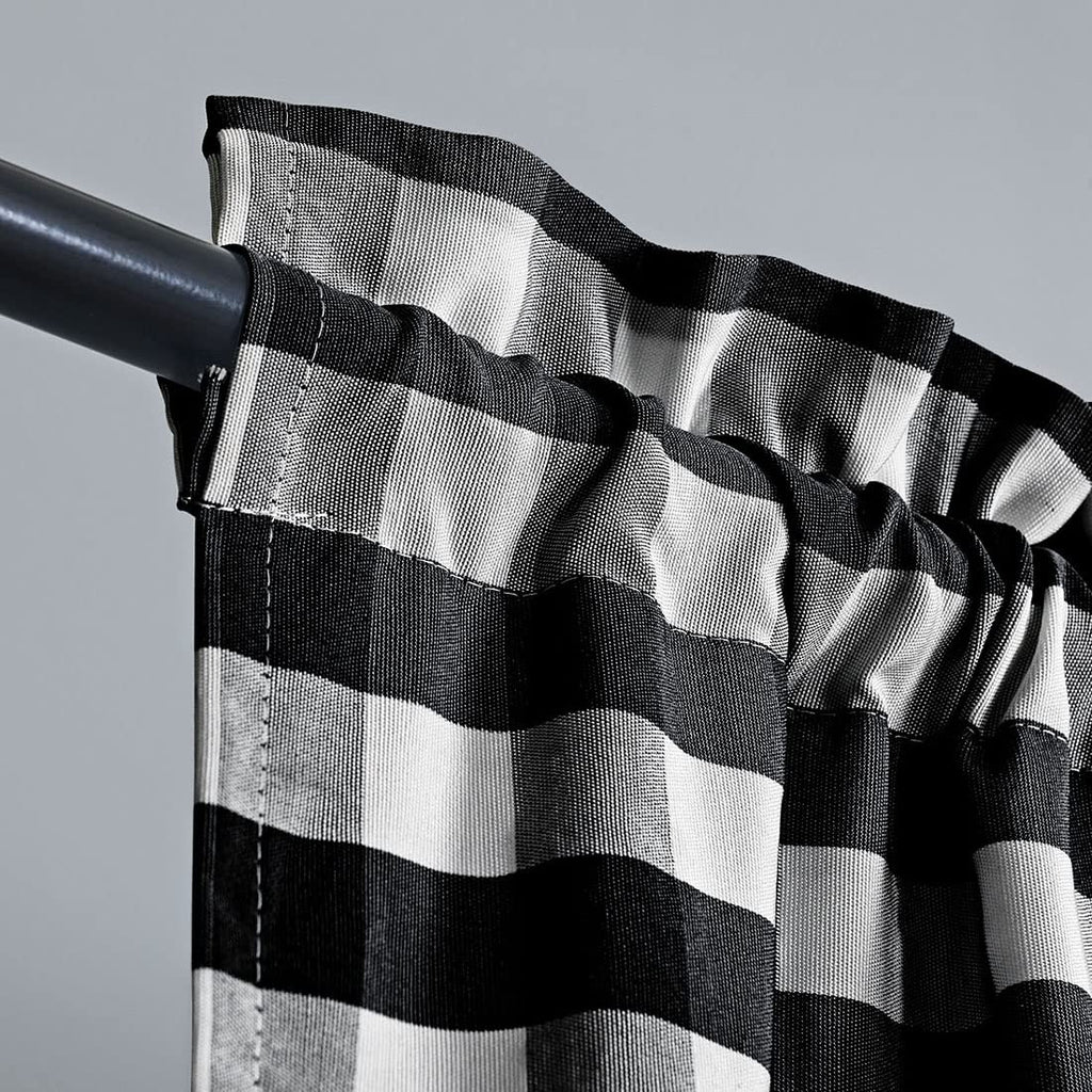Black and White Buffalo Check Rod Pocket Curtain 25"x40" Z667585