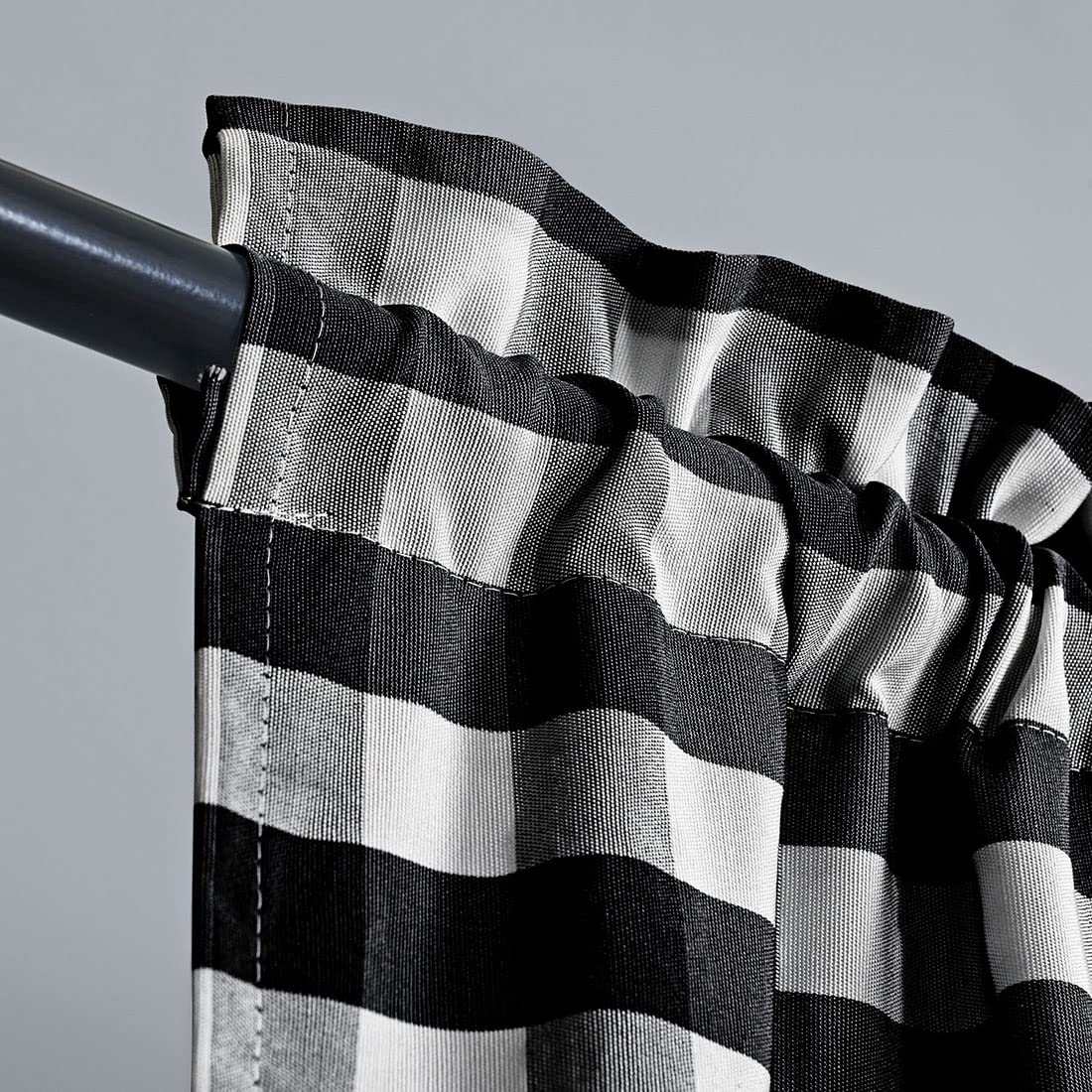 Black and White Buffalo Check Rod Pocket Curtain 25"x40" Z667585
