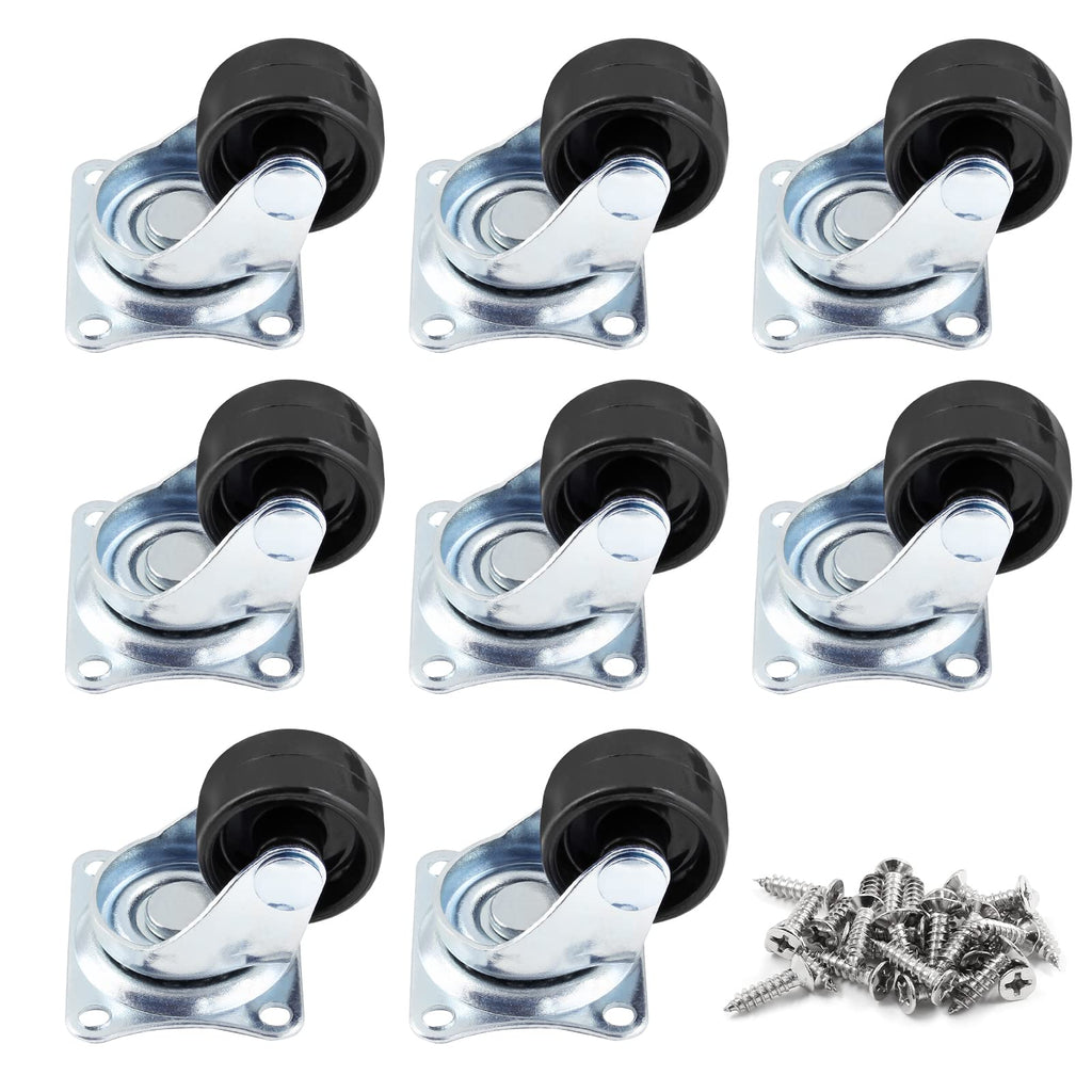 1 inch Swivel Caster Wheels Rubber Base, 8pcs M450