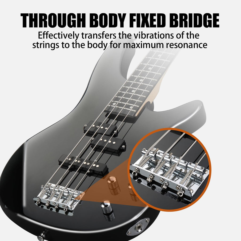 Electric Bass Guitar 4 String Kit Black G884