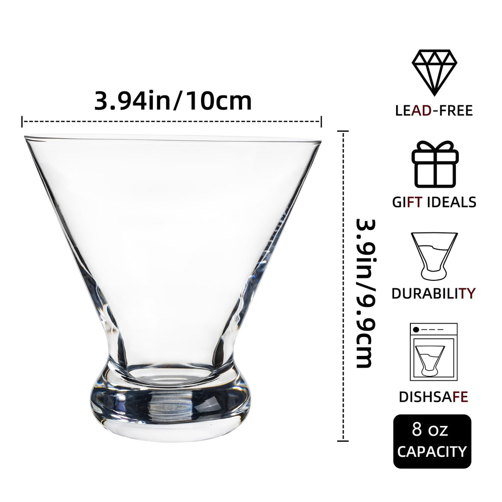 8 oz Stemless Martini Glasses Set of 8 S175826