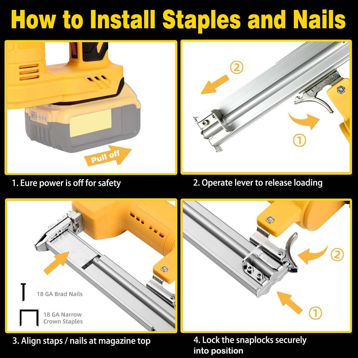 2 in 1 Cordless Brad Nailer 18 Gauge Electric Nail Gun F8405