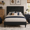 Twin Bed Frame with Adjustable Headboard, Black K669