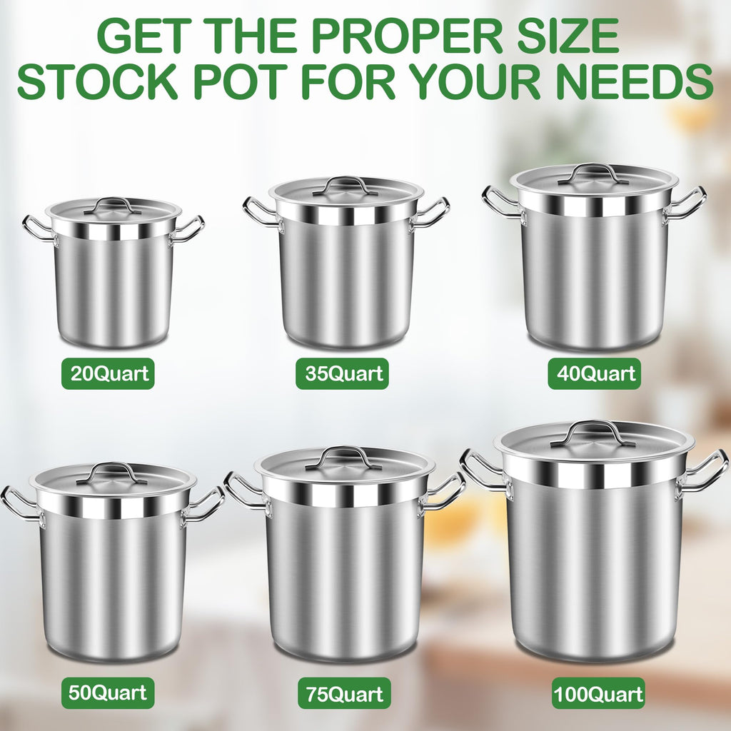 40 Quart Stainless Steel Stockpot with Lid D4436