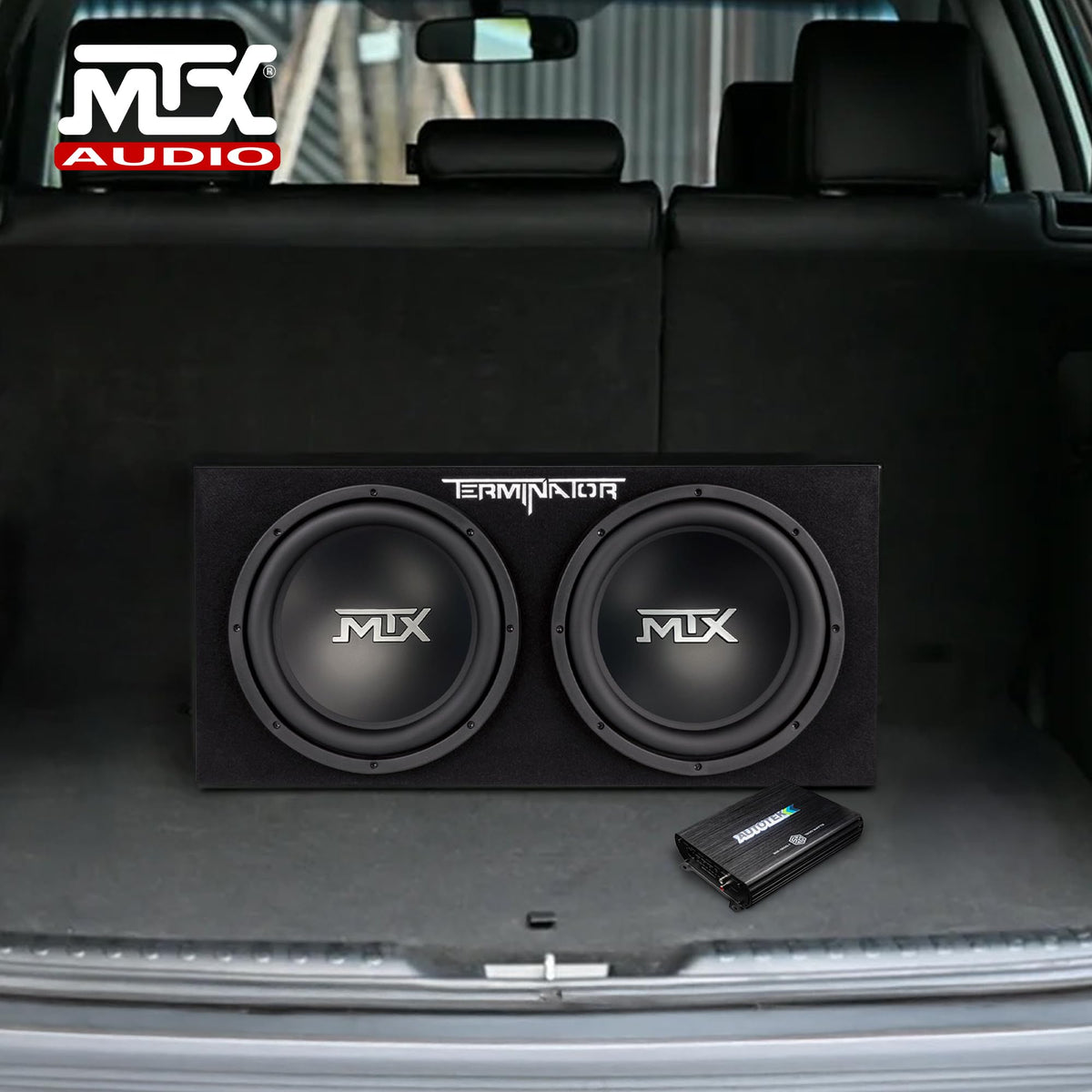 Dual 12" Subwoofer Box, Mono Amp, & Wiring Kit Z5192