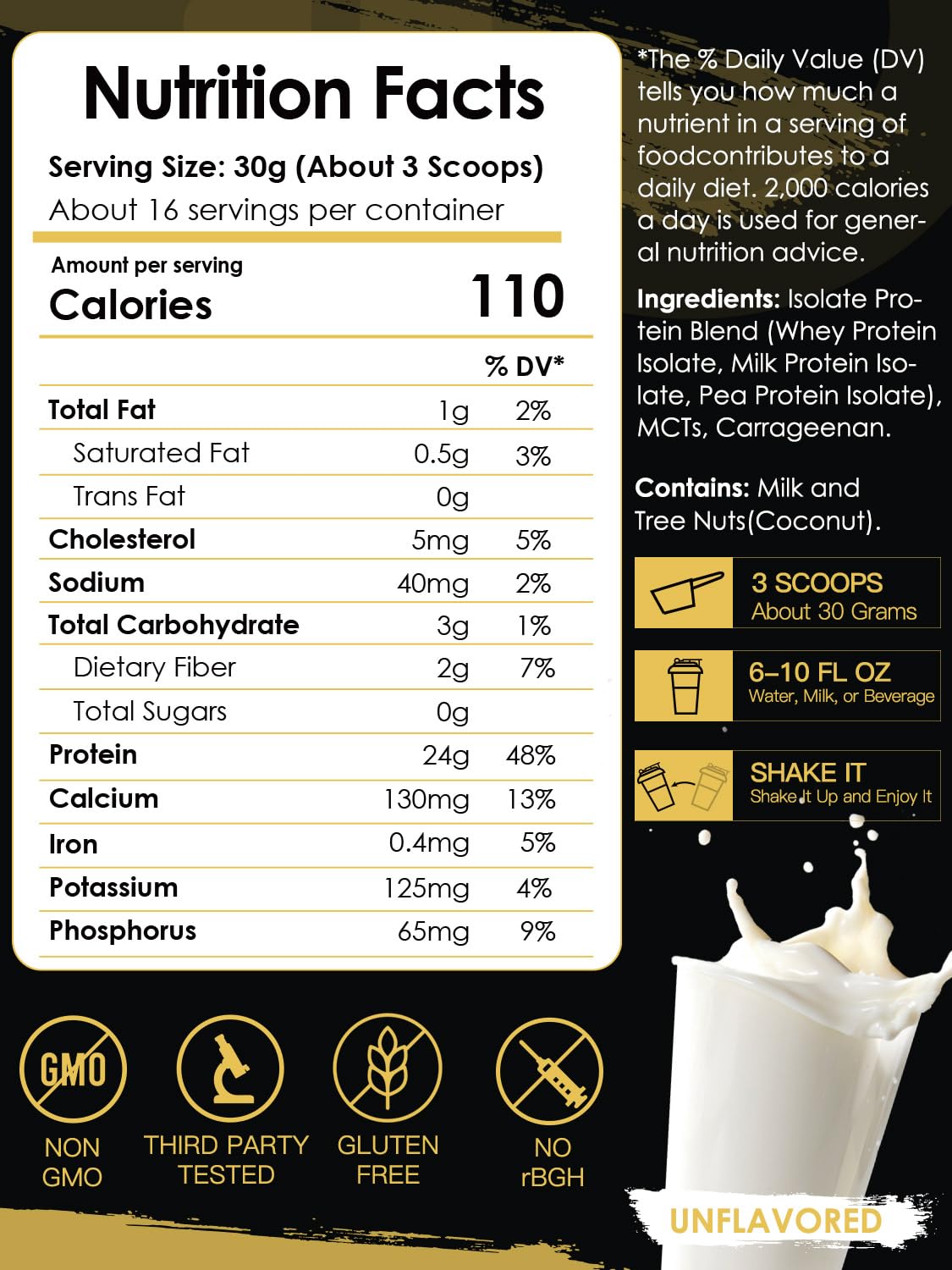 Unflavored Whey & Pea Protein Powder D16323