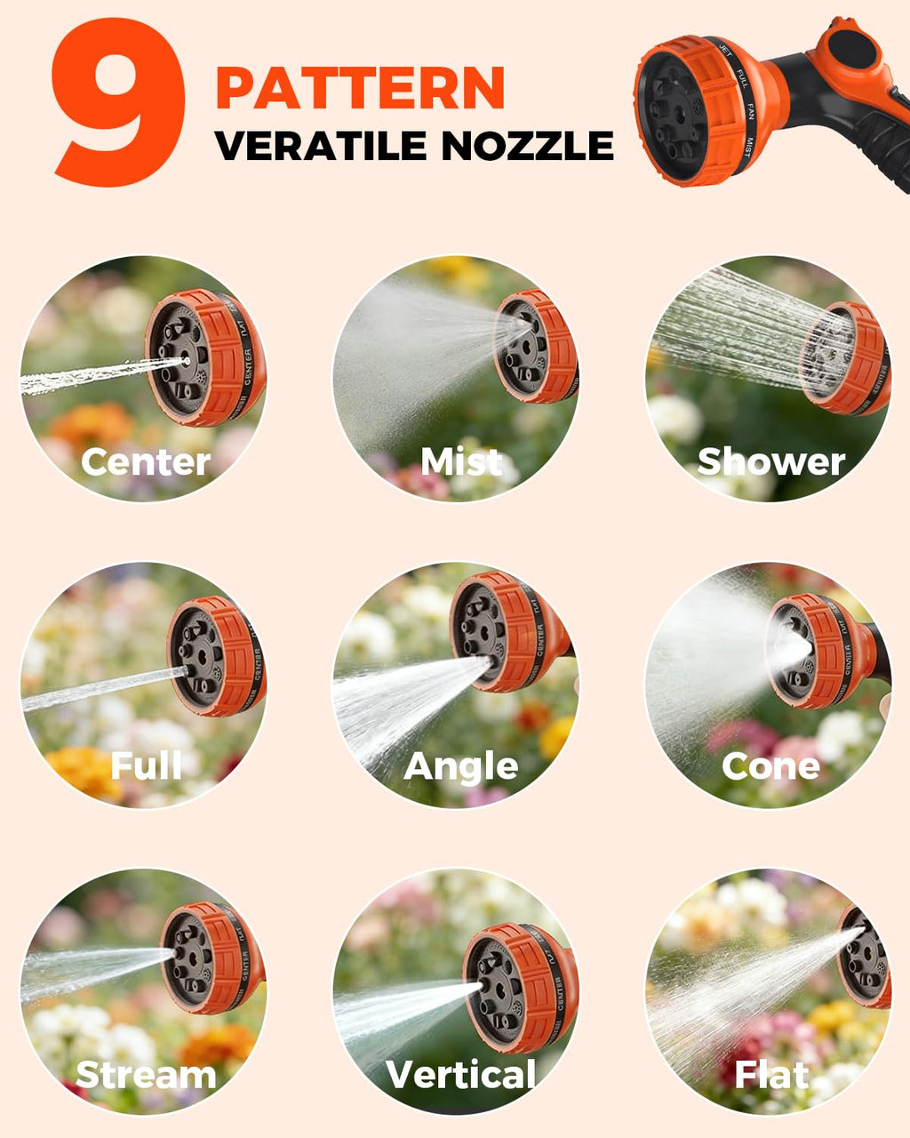 Retractable Garden Hose Reel 100 ft 1/2 Inch with 3-Layer PVC Hose O65300