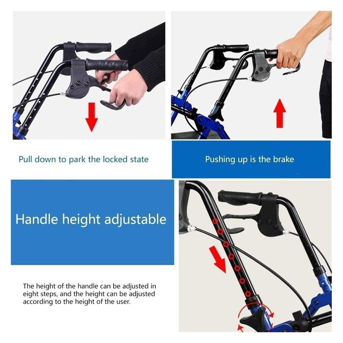 Folding Aluminum Rollator Walker with Seat X1847