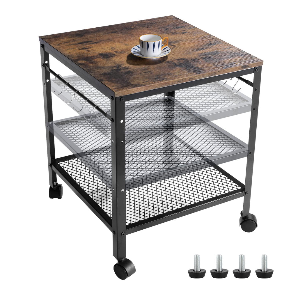 Rustic 2-Tier End Table with Adjustable Height Shelf Z4648