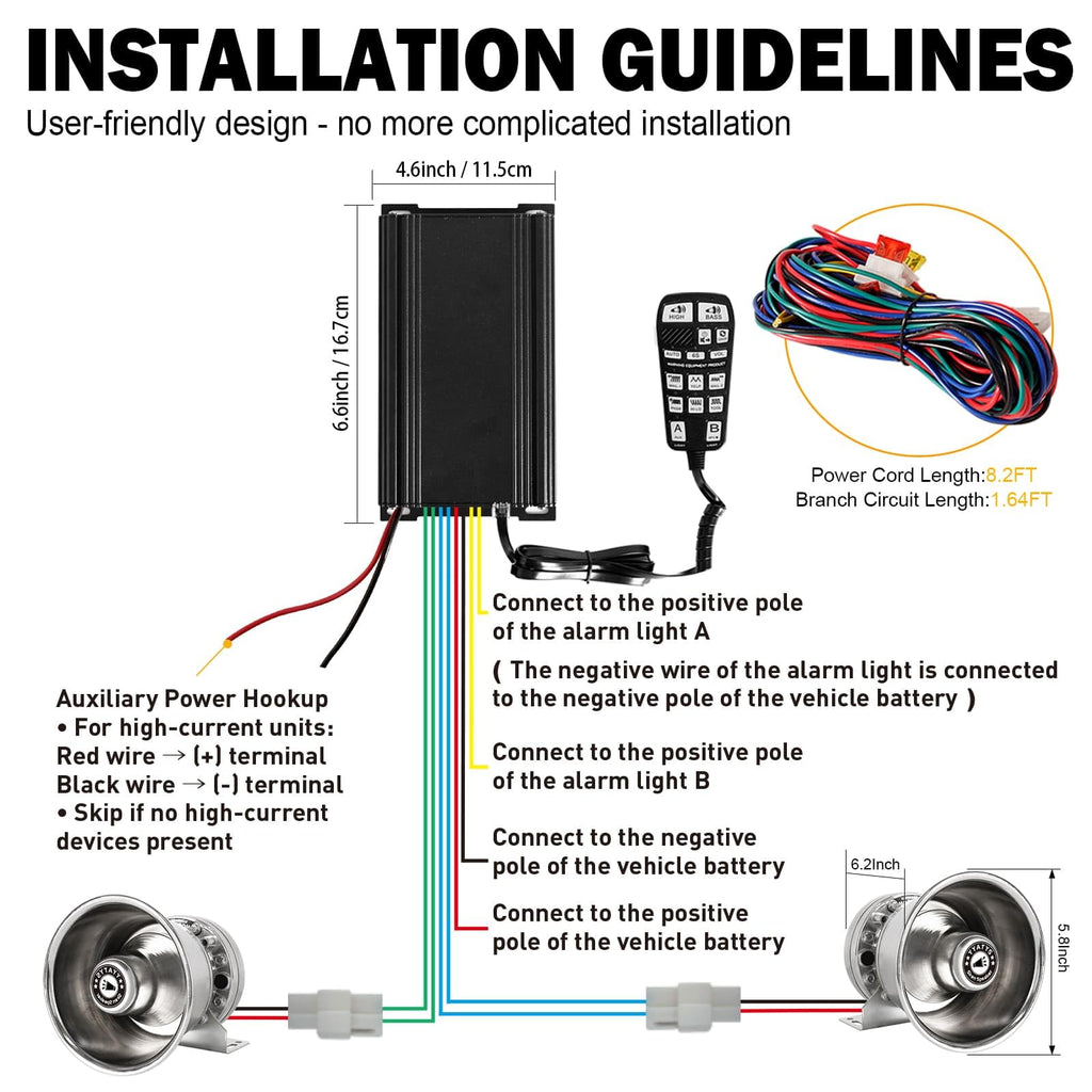 400W Multi-Tone Car Alarm Horn PA Speaker with Handheld Mic Q5154
