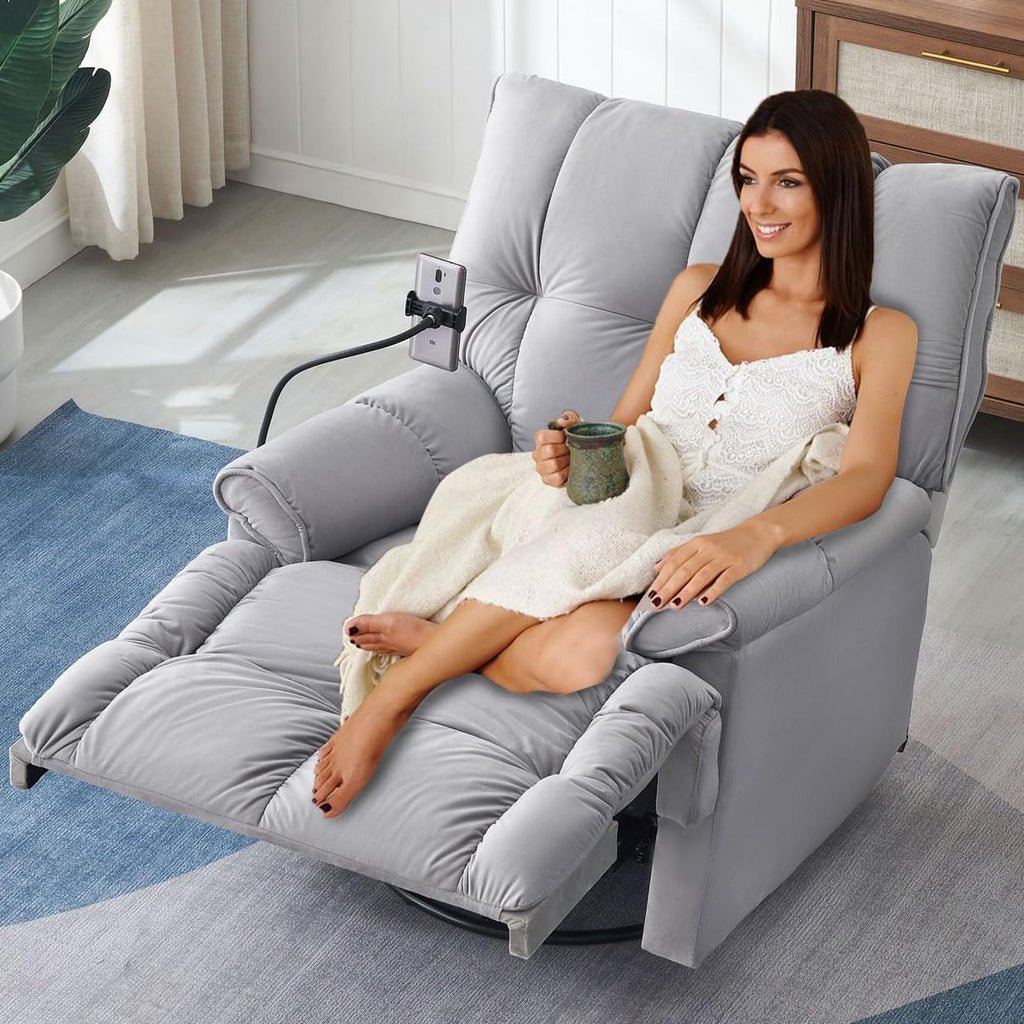 Gray Velvet Recliner Chair I8919