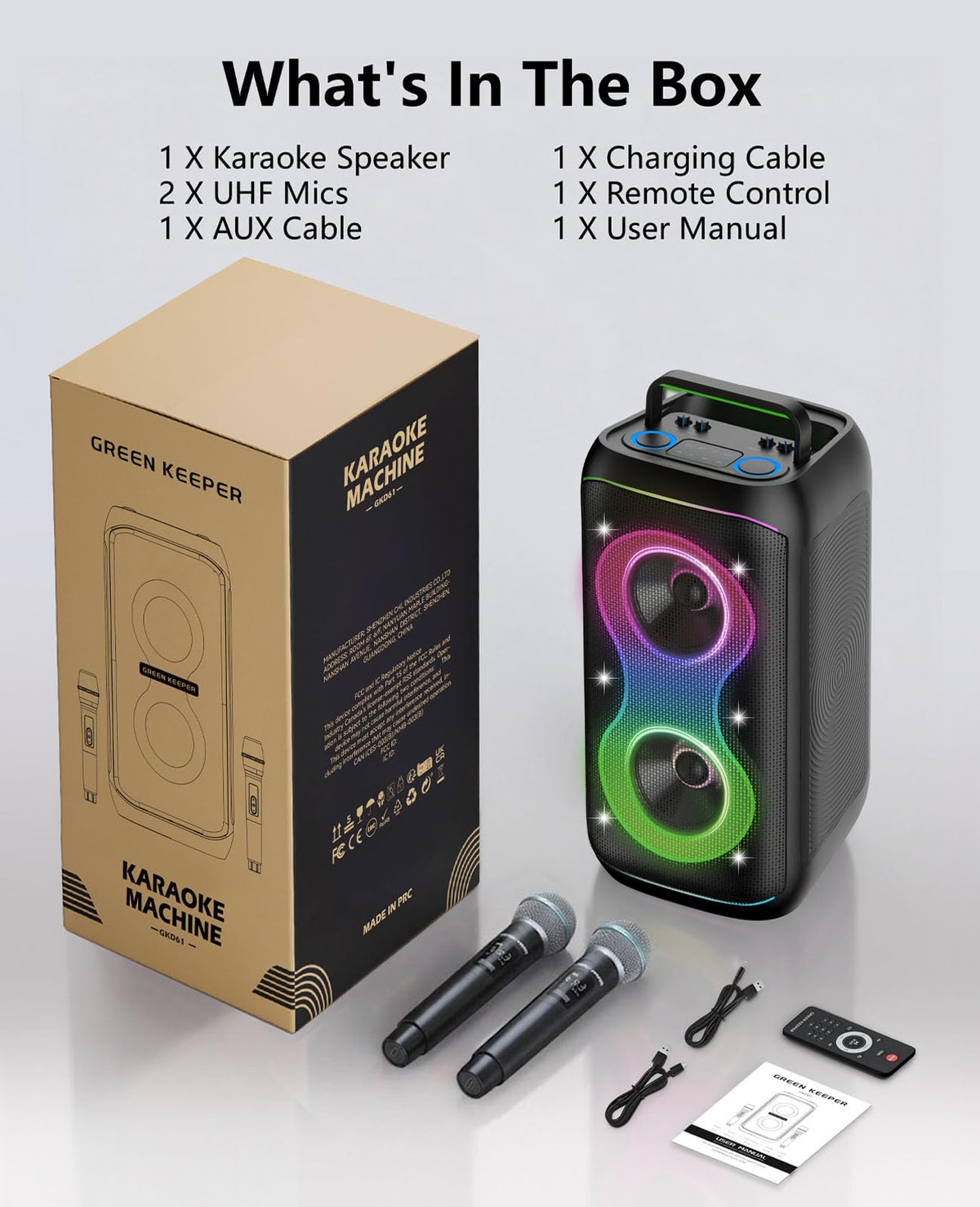 500W Karaoke Machine with 2 Wireless Microphones and Dual 6.5'' Subwoofers H699100