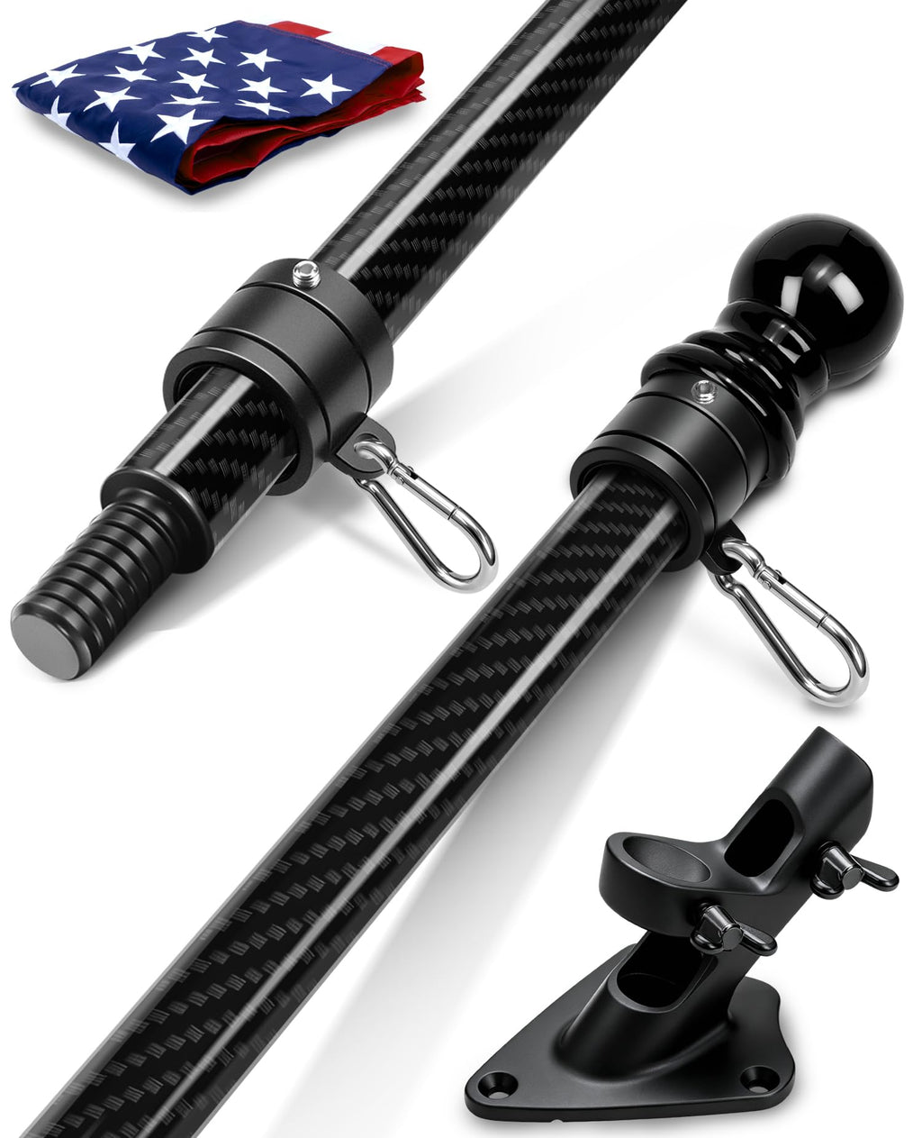 6' Carbon Fiber Flag Pole Kit with USA Flag B2832