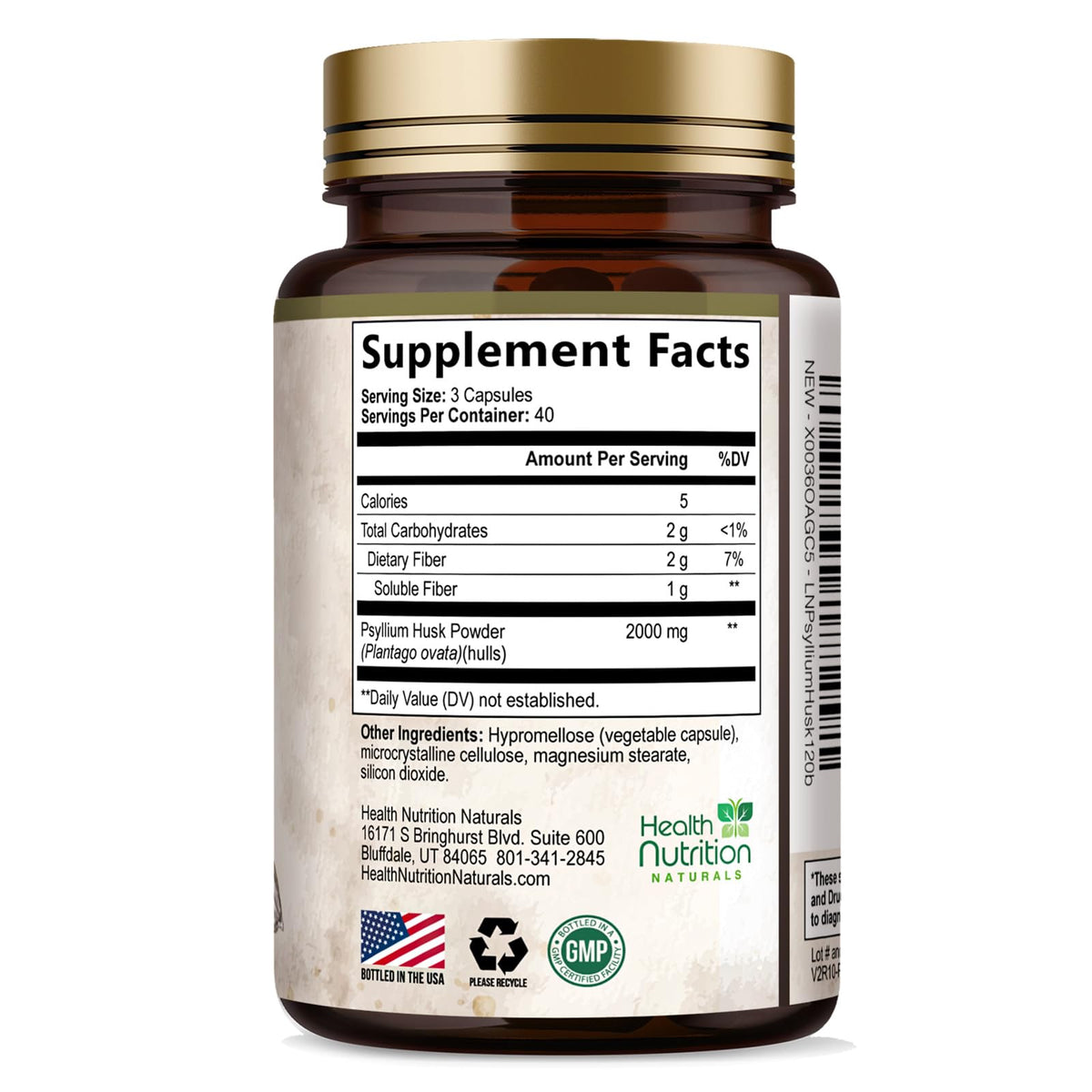 Psyllium Husk Capsules 2000 mg 120 Capsules D154038