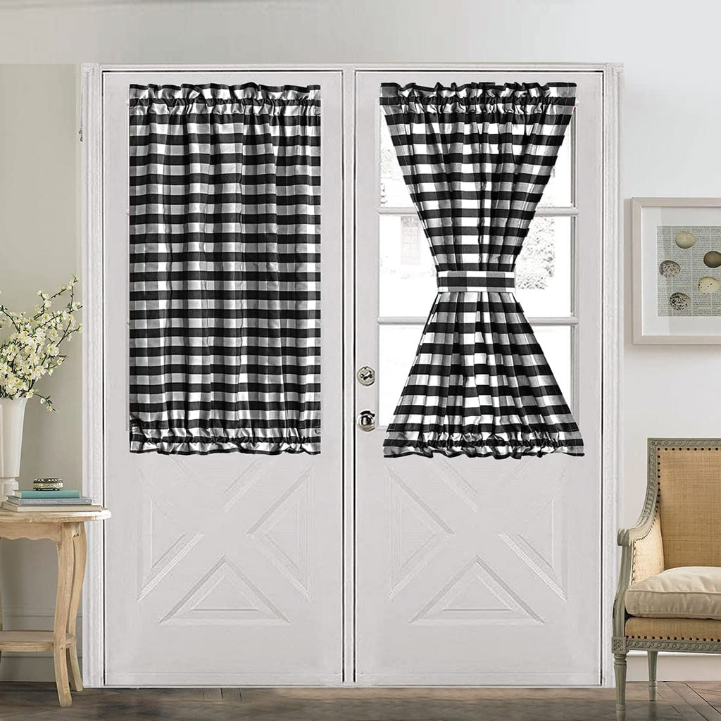 Black and White Buffalo Check Rod Pocket Curtain 25"x40" Z667585