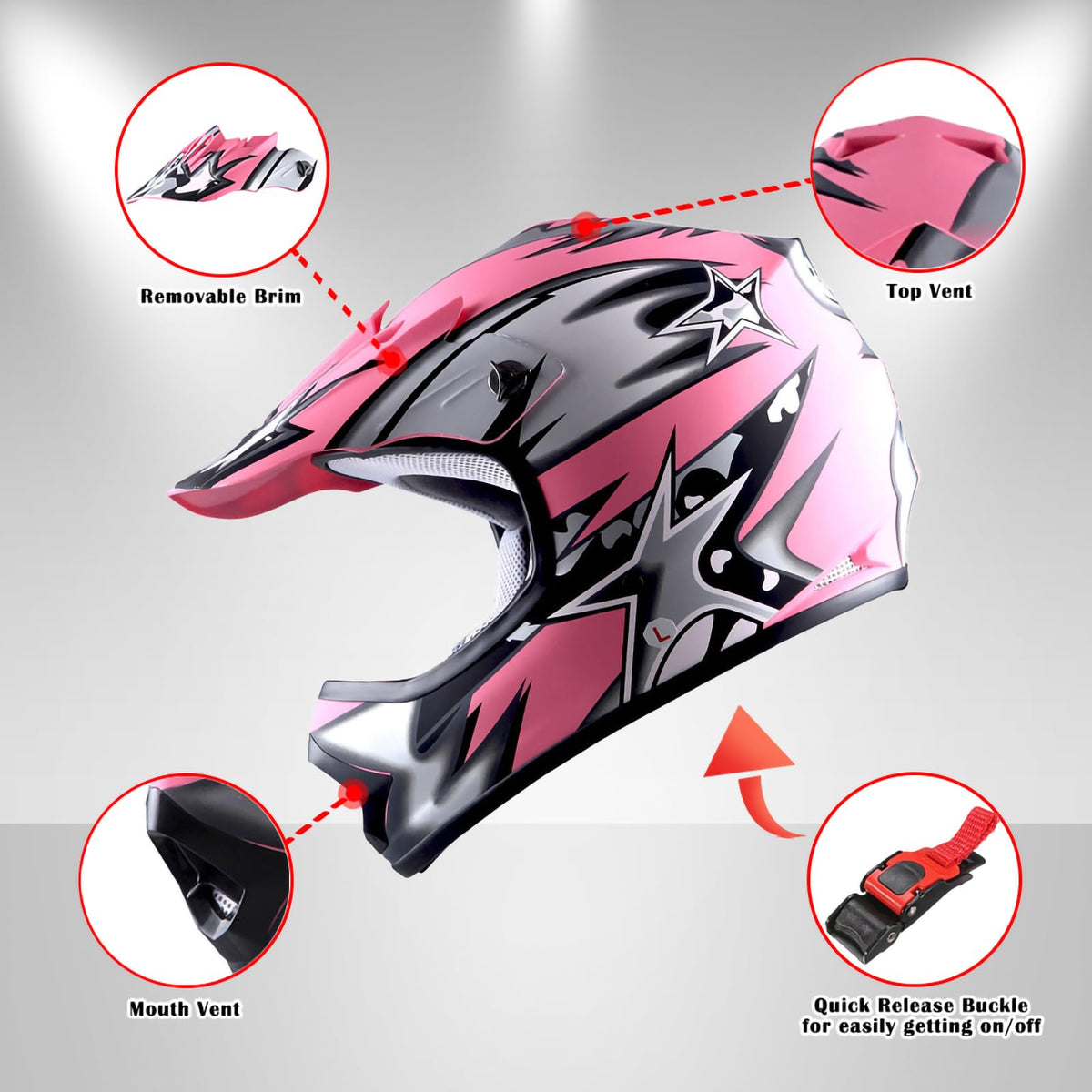 Youth Motocross Helmet with Goggles and Gloves S4454