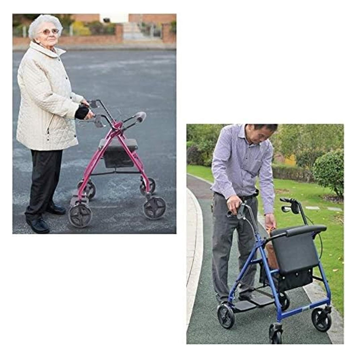 Folding Aluminum Rollator Walker with Seat X1847