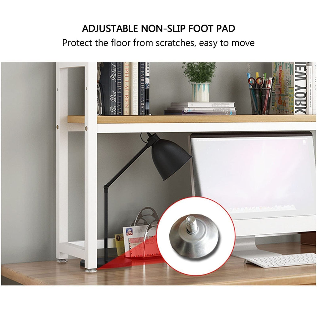 White Wood and Metal Desktop Bookcase A442