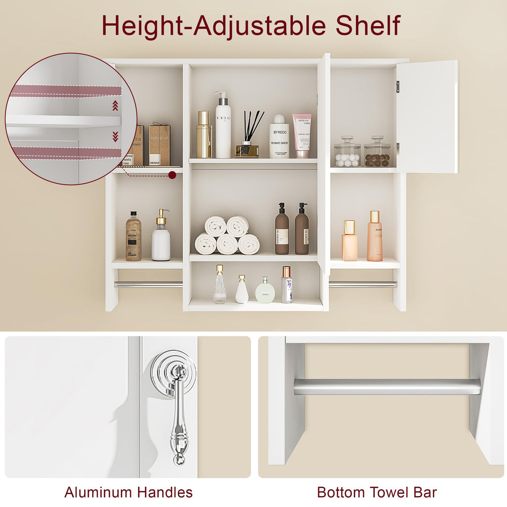 Large White Wall Mounted Bathroom Cabinet with Mirror A35719