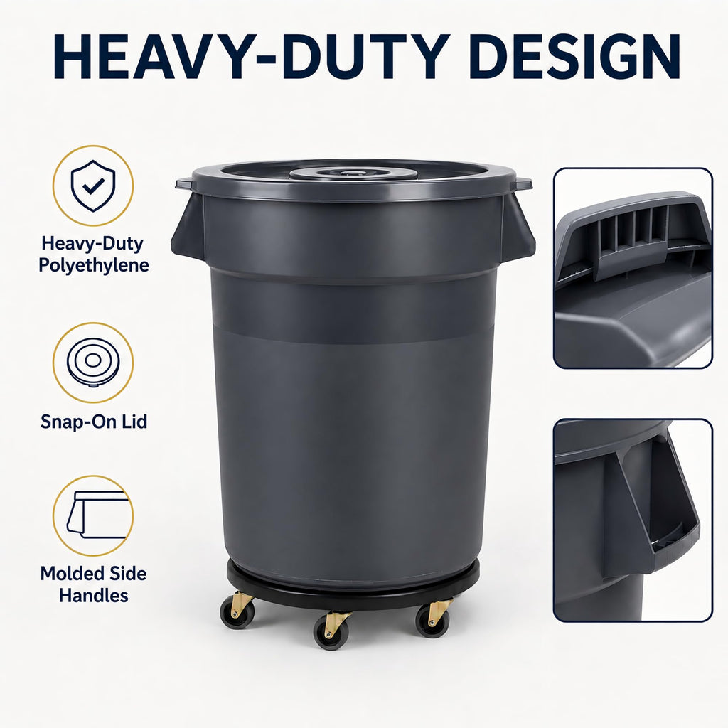 32 Gallon Trash Can with Wheels and Lid, 2 Pack Z657482