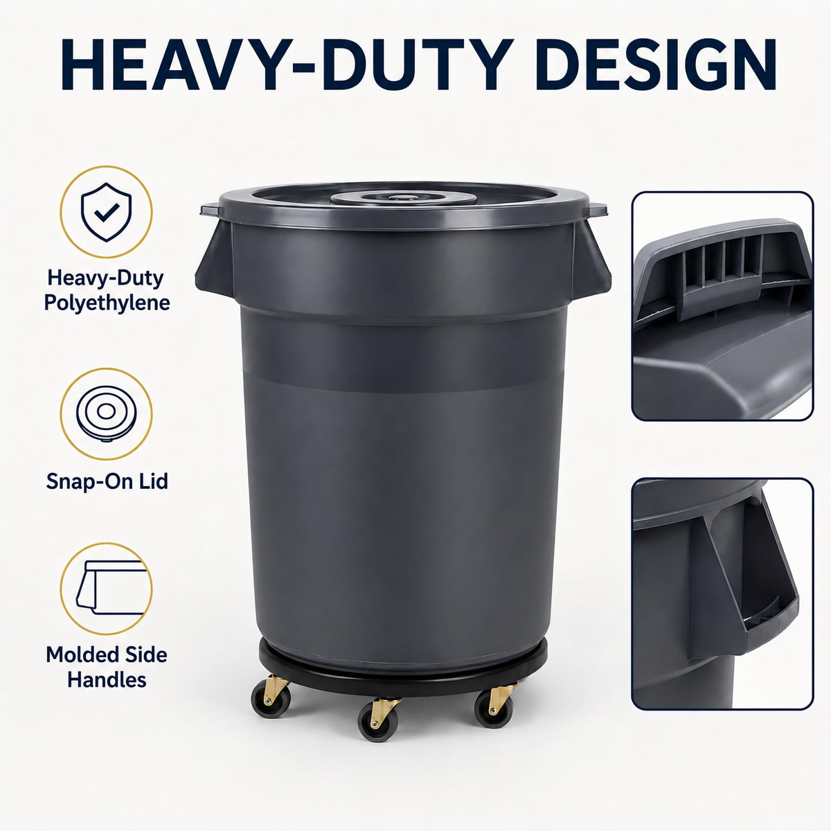 32 Gallon Trash Can with Wheels and Lid, 2 Pack Z657482