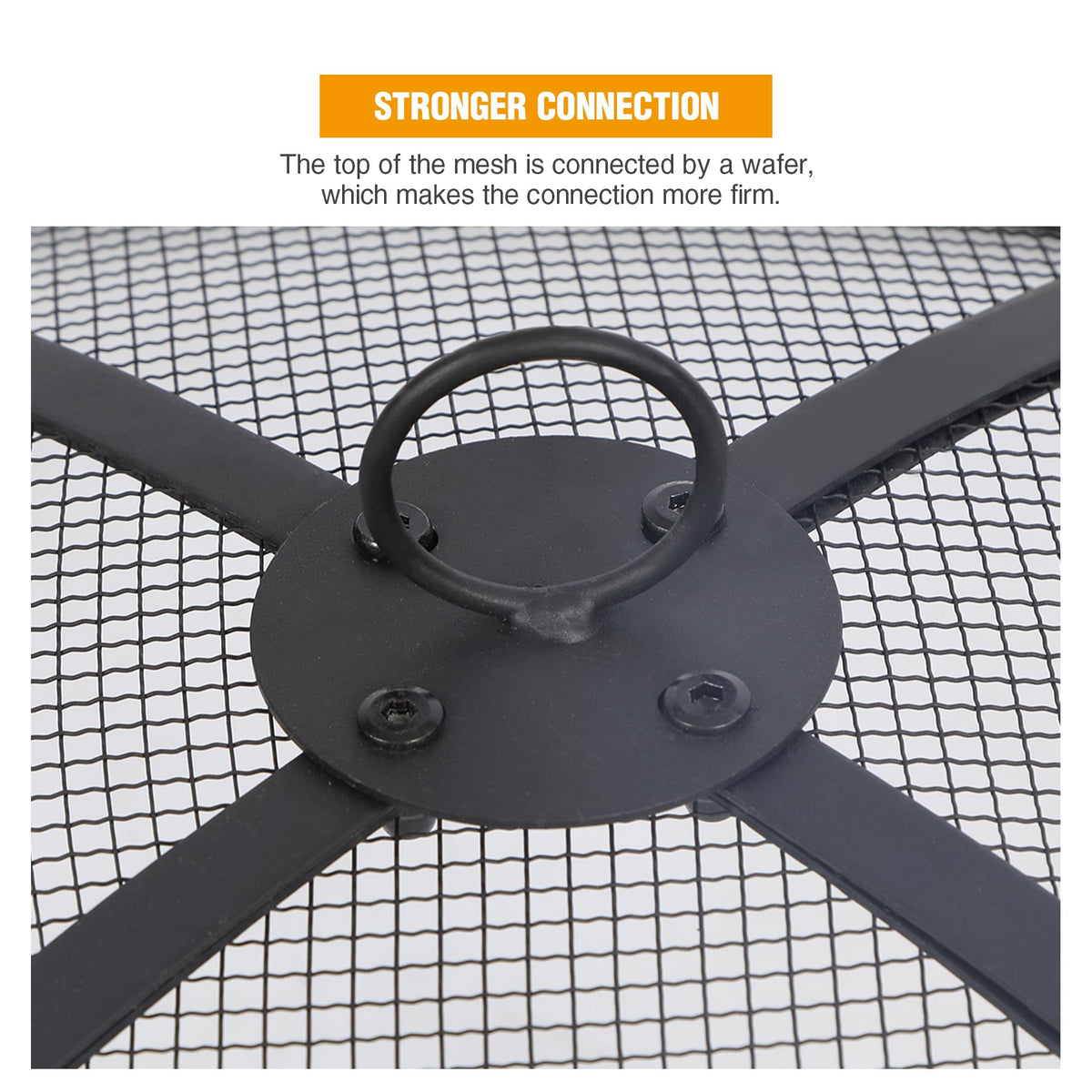 30 Inch Round Metal Fire Pit Spark Screen with Handle & Poker Y293812