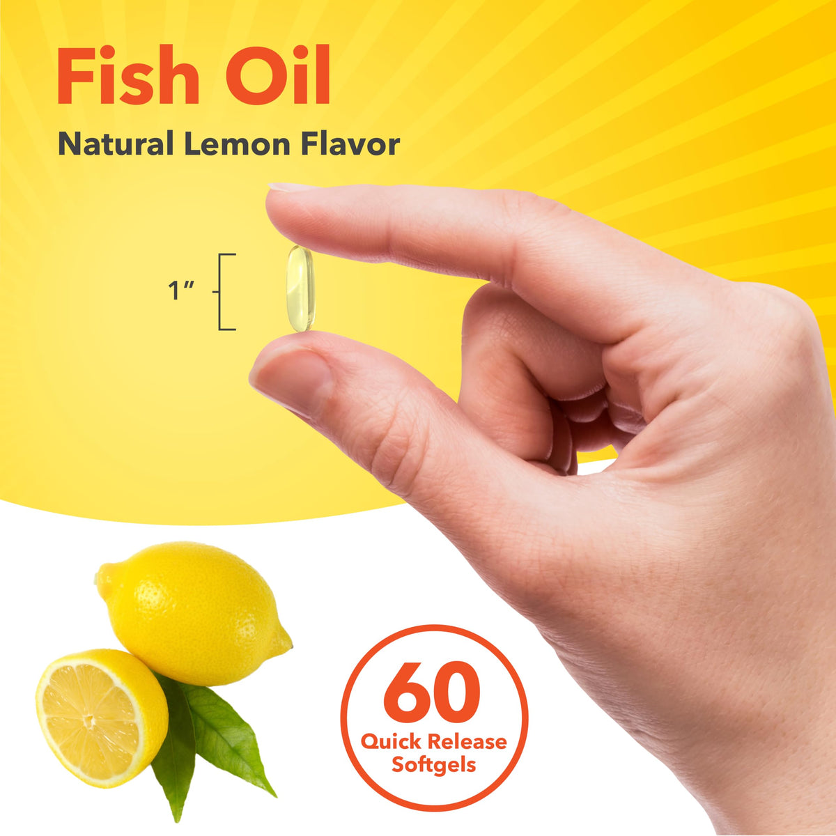 Fish Oil Omega 3 Supplement 1000mg 60 Softgels N370