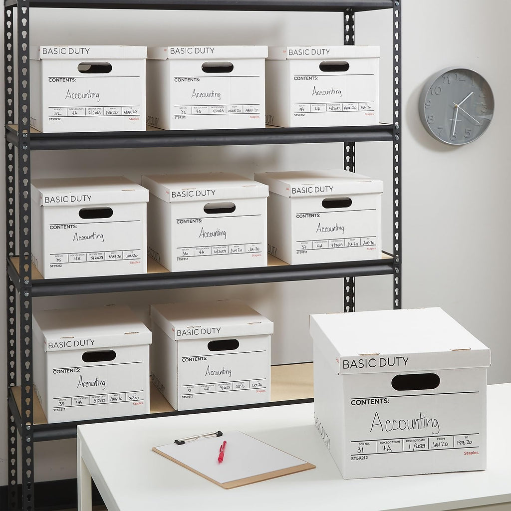 Storage & Filing Box with Handles & Removable Lid, Letter & Legal, Stackable, 20-Pack M8870