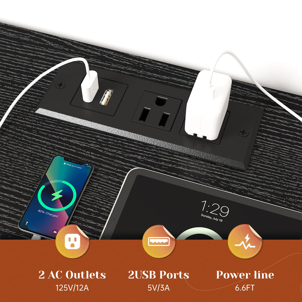 Dresser with LED Lights & Charging Station V8348