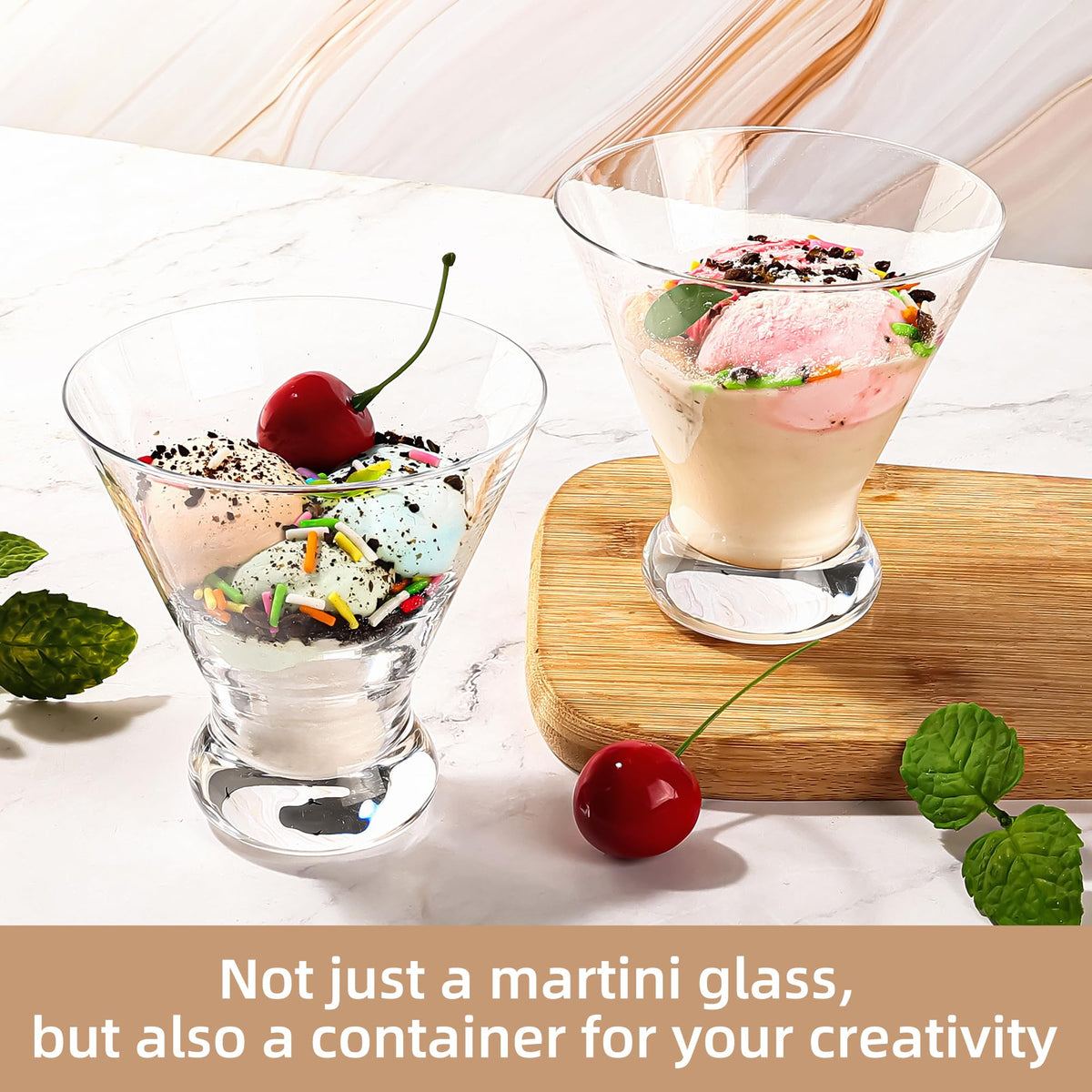 8 oz Stemless Martini Glasses Set of 8 S175826