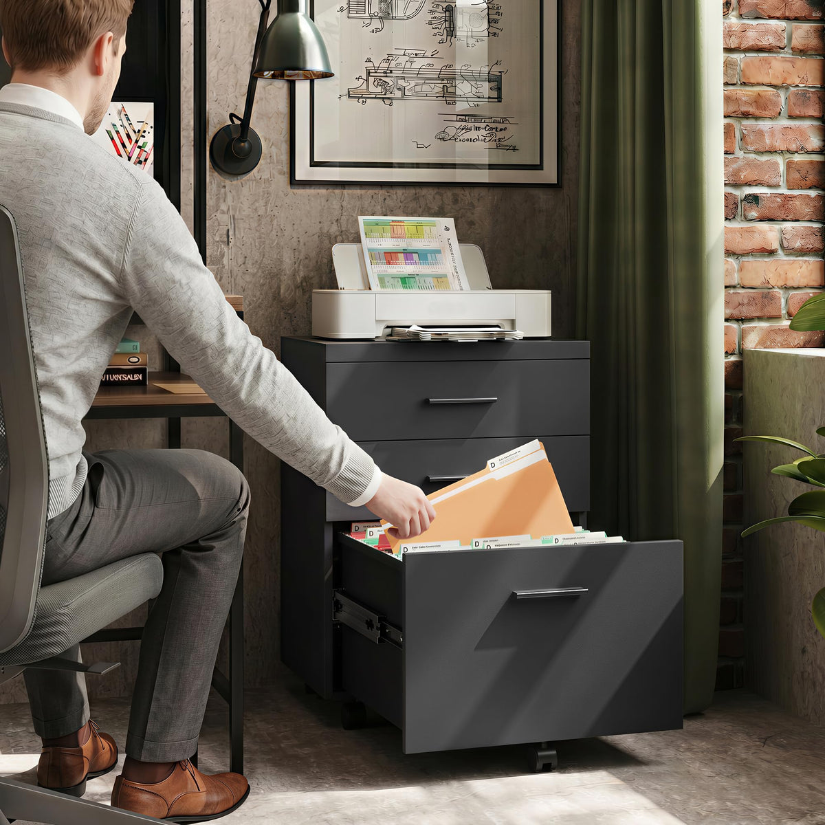 3 Drawer Wood File Cabinet U4364