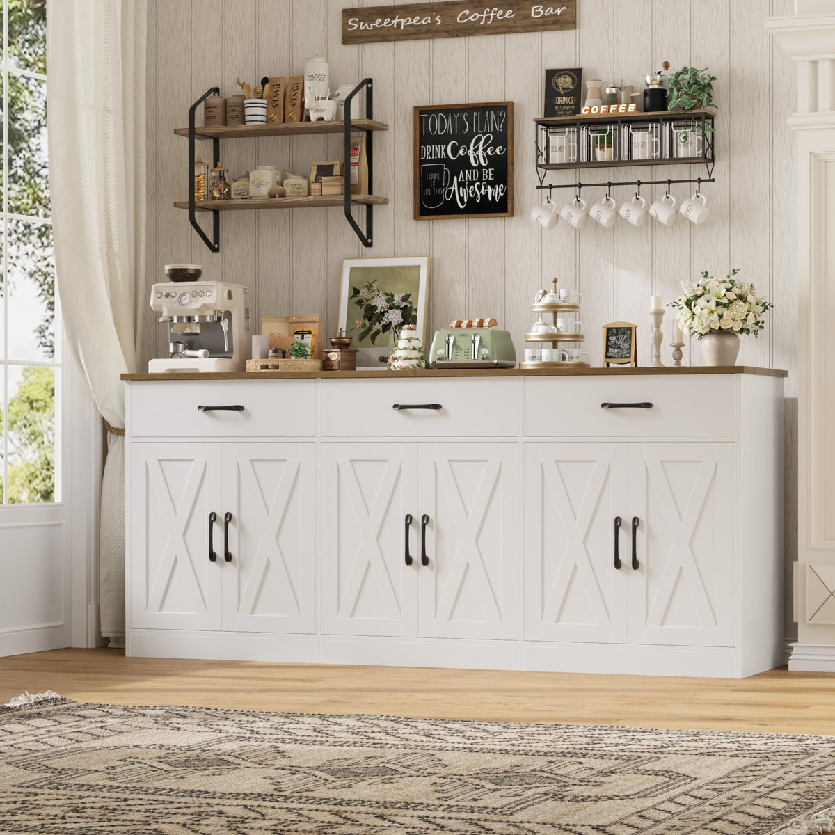 White Kitchen Sideboard Buffet Cabinet with Storage Z482