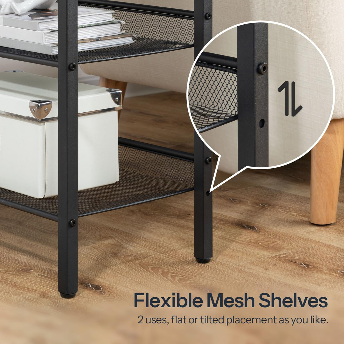 3-Tier Narrow End Table with Charging Station E379