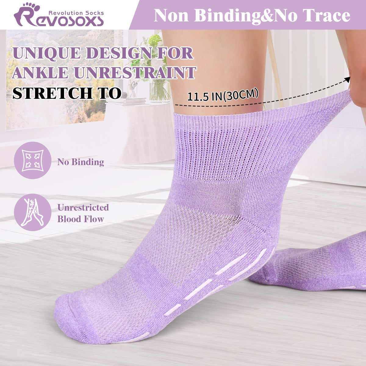 Non Slip Seamless Diabetic Ankle Socks 5 Pairs K7702