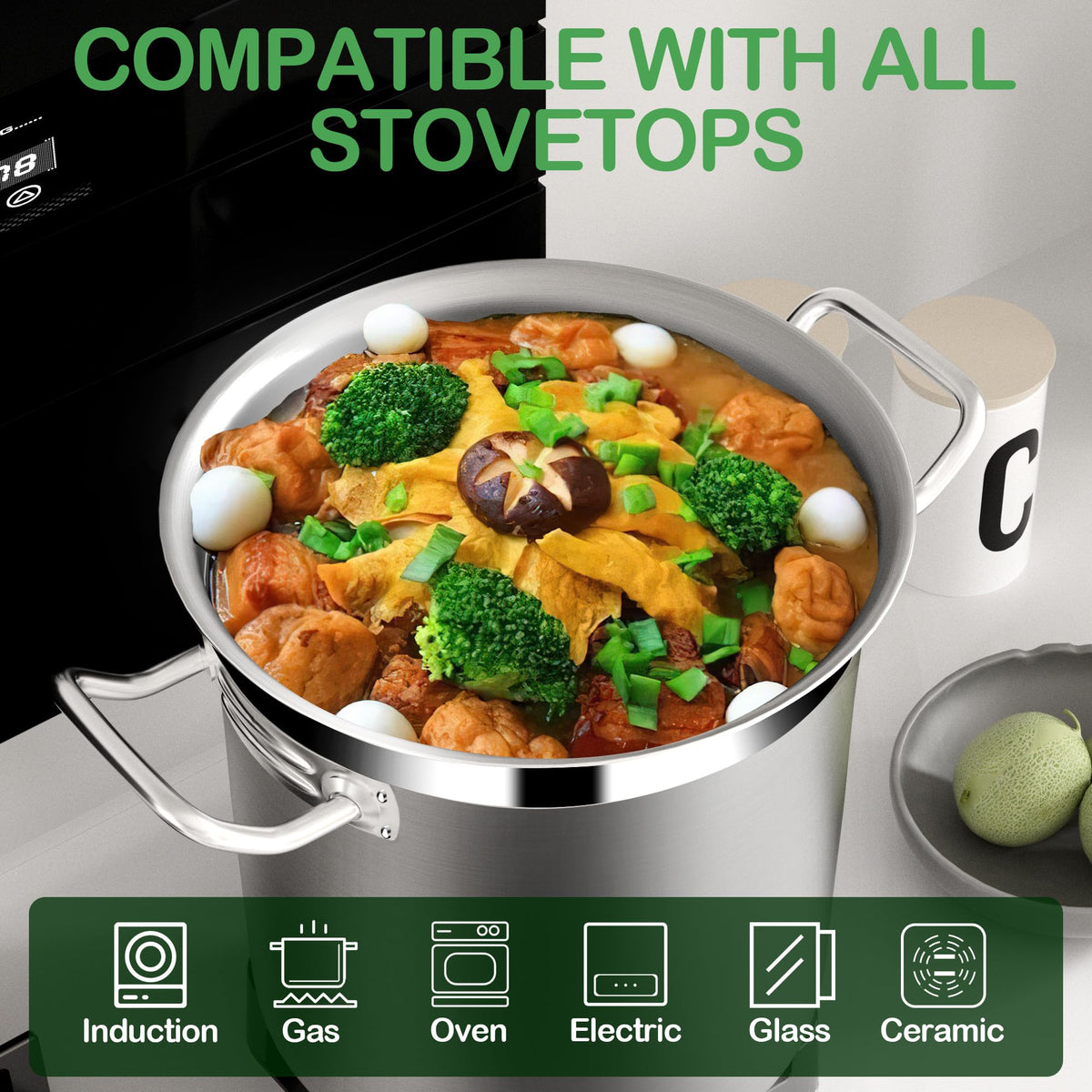 40 Quart Stainless Steel Stockpot with Lid D4436
