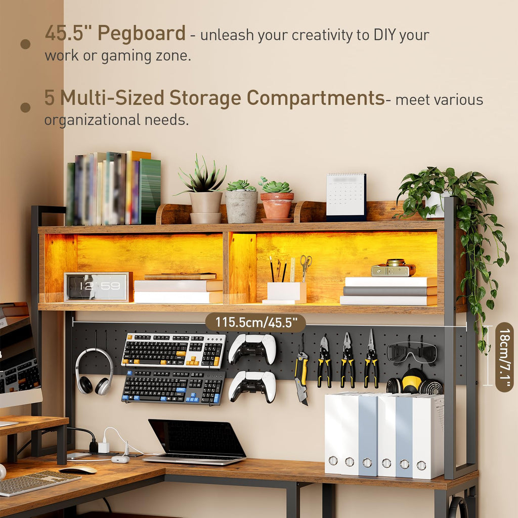 L Shaped Gaming Desk with Storage Drawers & Shelves L781875