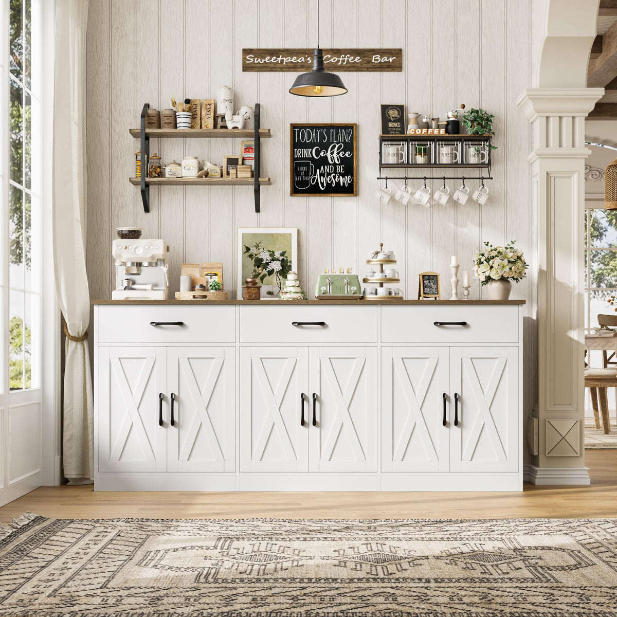 White Kitchen Sideboard Buffet Cabinet with Storage Z482