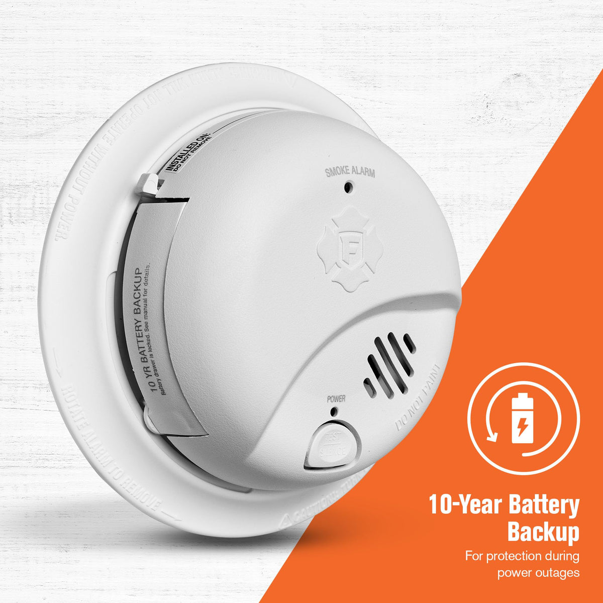 Hardwire Smoke Alarm with 10-Year Battery Backup P87392