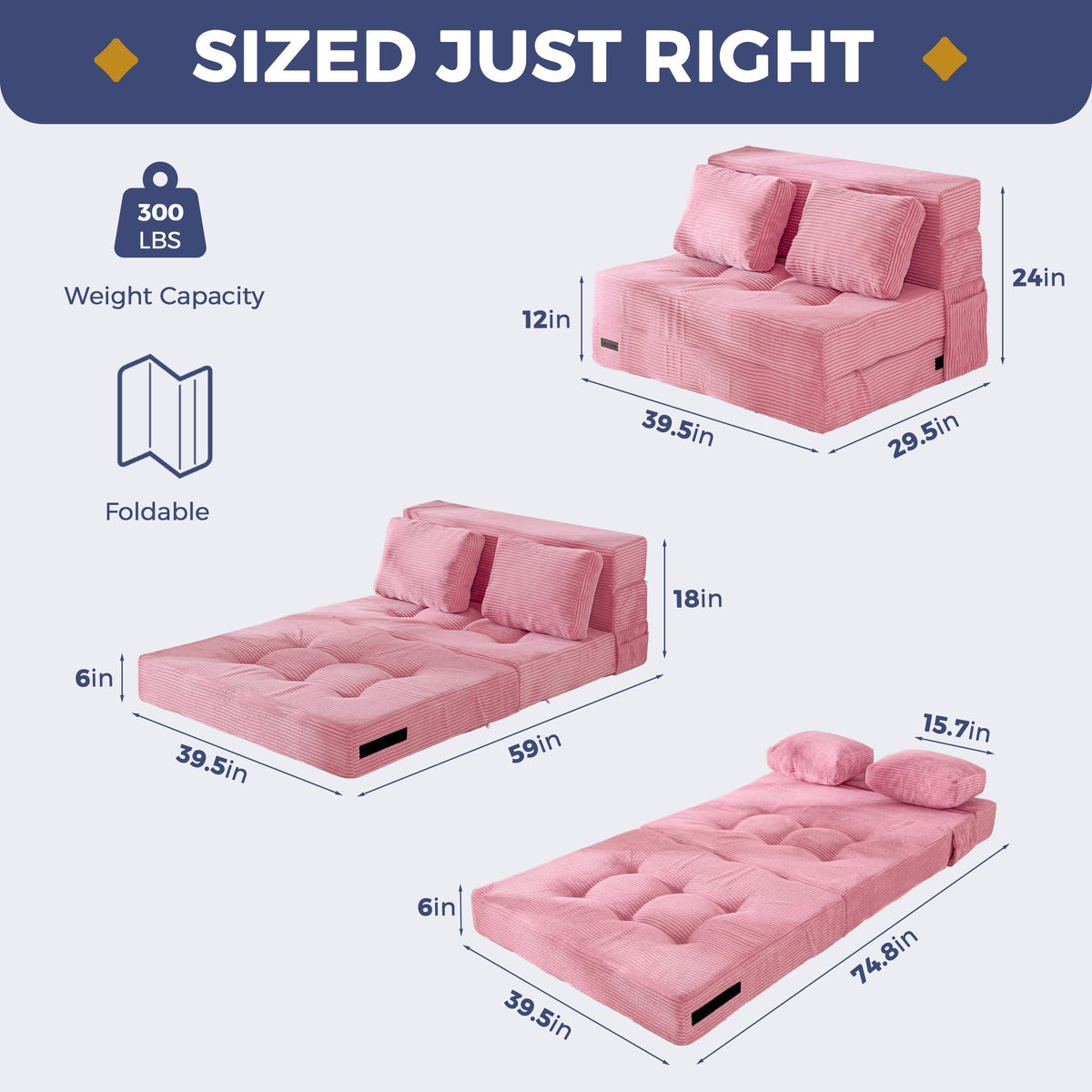 Convertible Sofa Bed with Pillow T15223