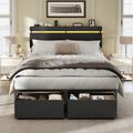 Full Size Bed Frame with Wood Headboard and Storage Drawers D83778