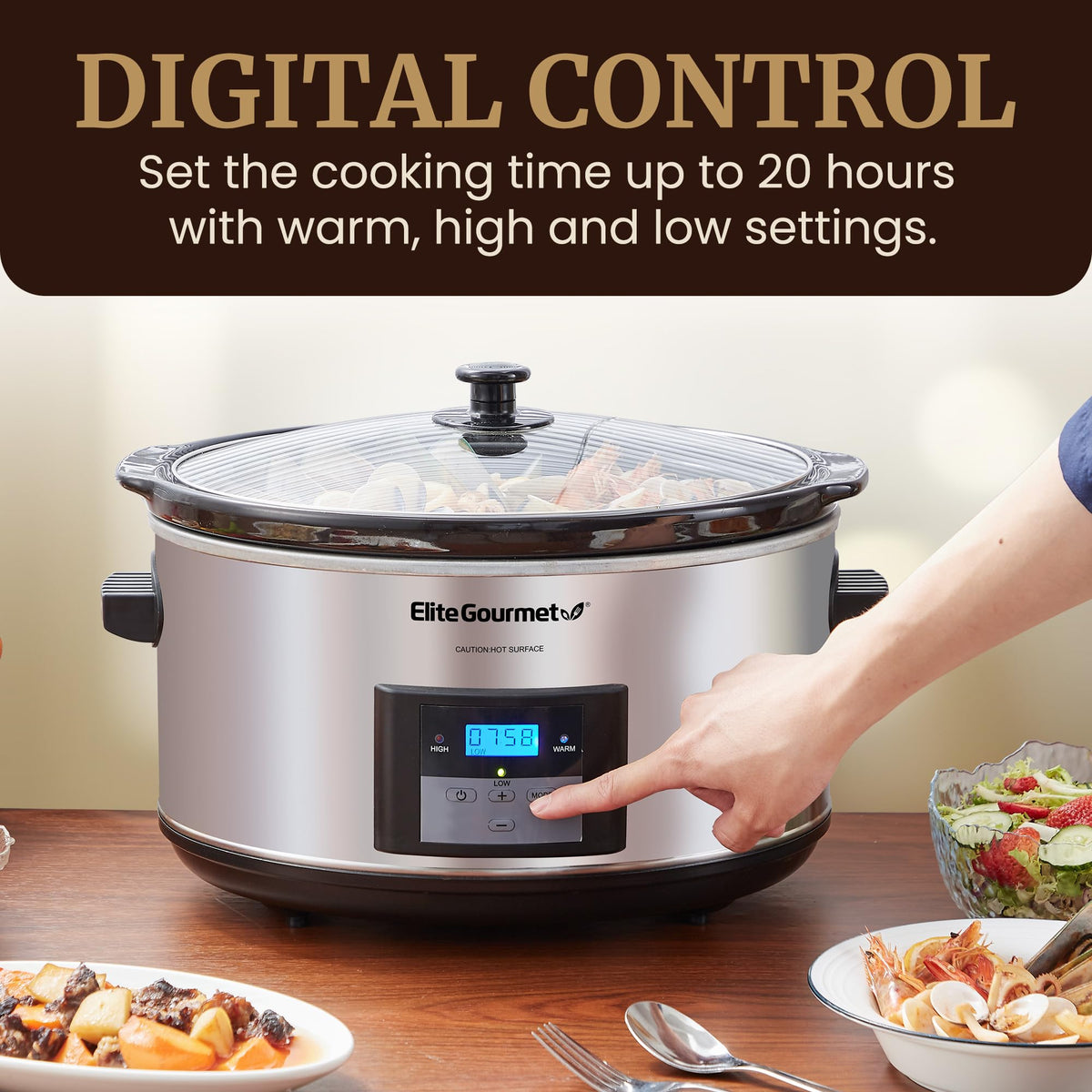 Digital 8.5 Qt Stainless Steel Slow Cooker Z9397