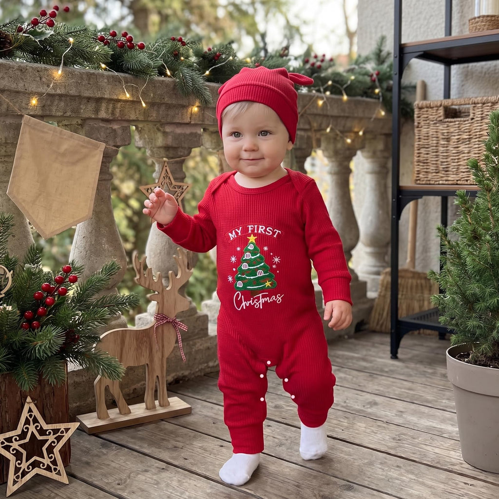 Christmas Baby Romper Jumpsuit Hat Set S12304