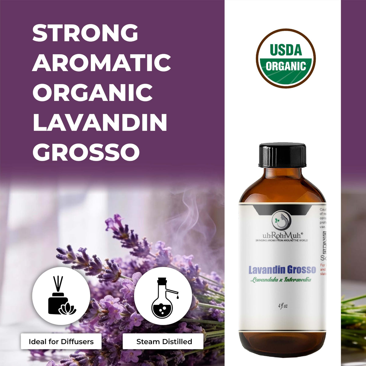Organic Lavandin Grosso Essential Oil 4 Fl Oz Y88524