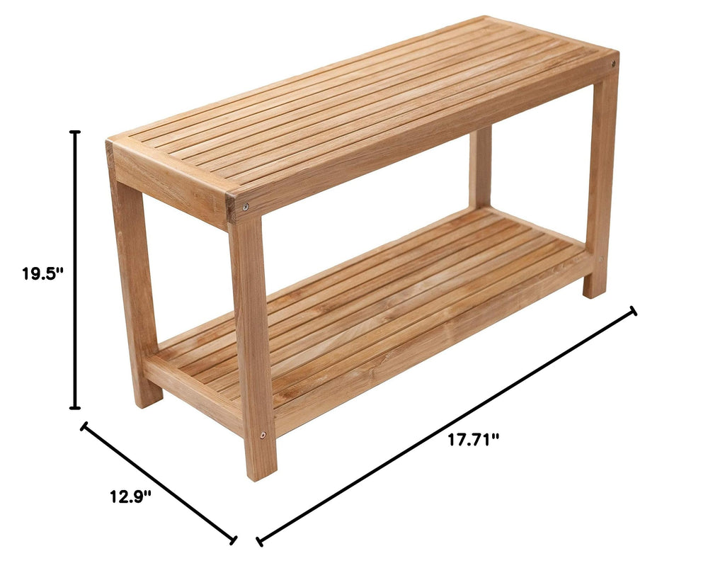 Teak Shower Stool and Spa Bench with Shelf J2826