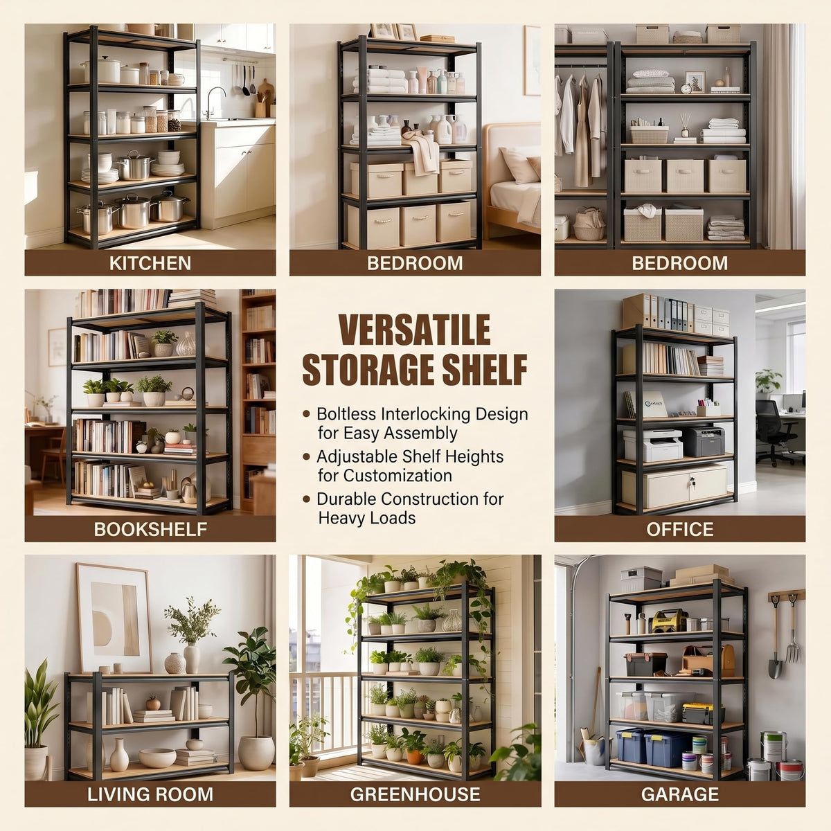 5 Tier Adjustable Wooden Bookshelf H70911