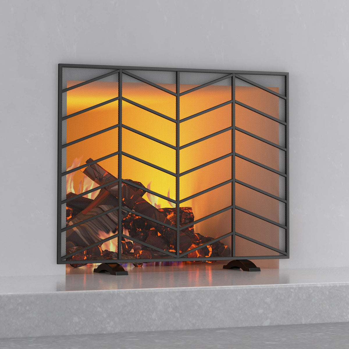 Iron Chevron Fireplace Screen Q427
